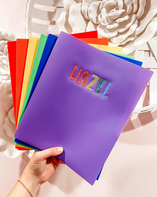 Embroidered 2 Pocket Vinyl Folder