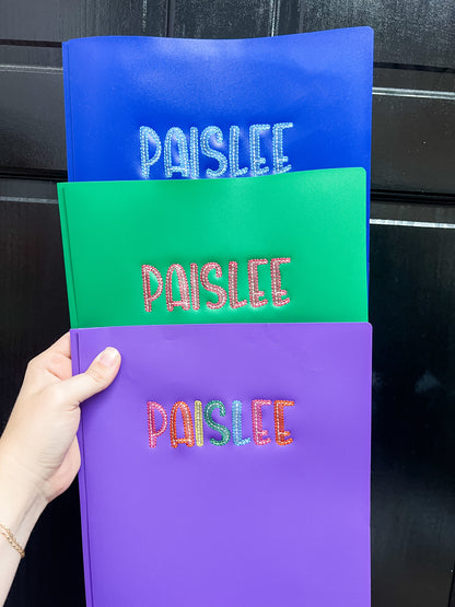 Embroidered 2 Pocket Vinyl Folder