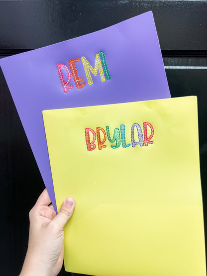Embroidered 2 Pocket Vinyl Folder