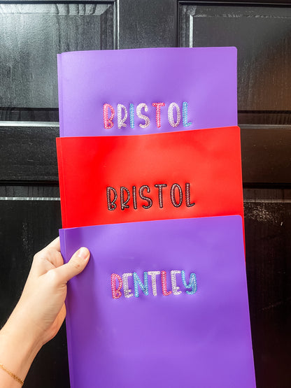 Embroidered 2 Pocket Vinyl Folder